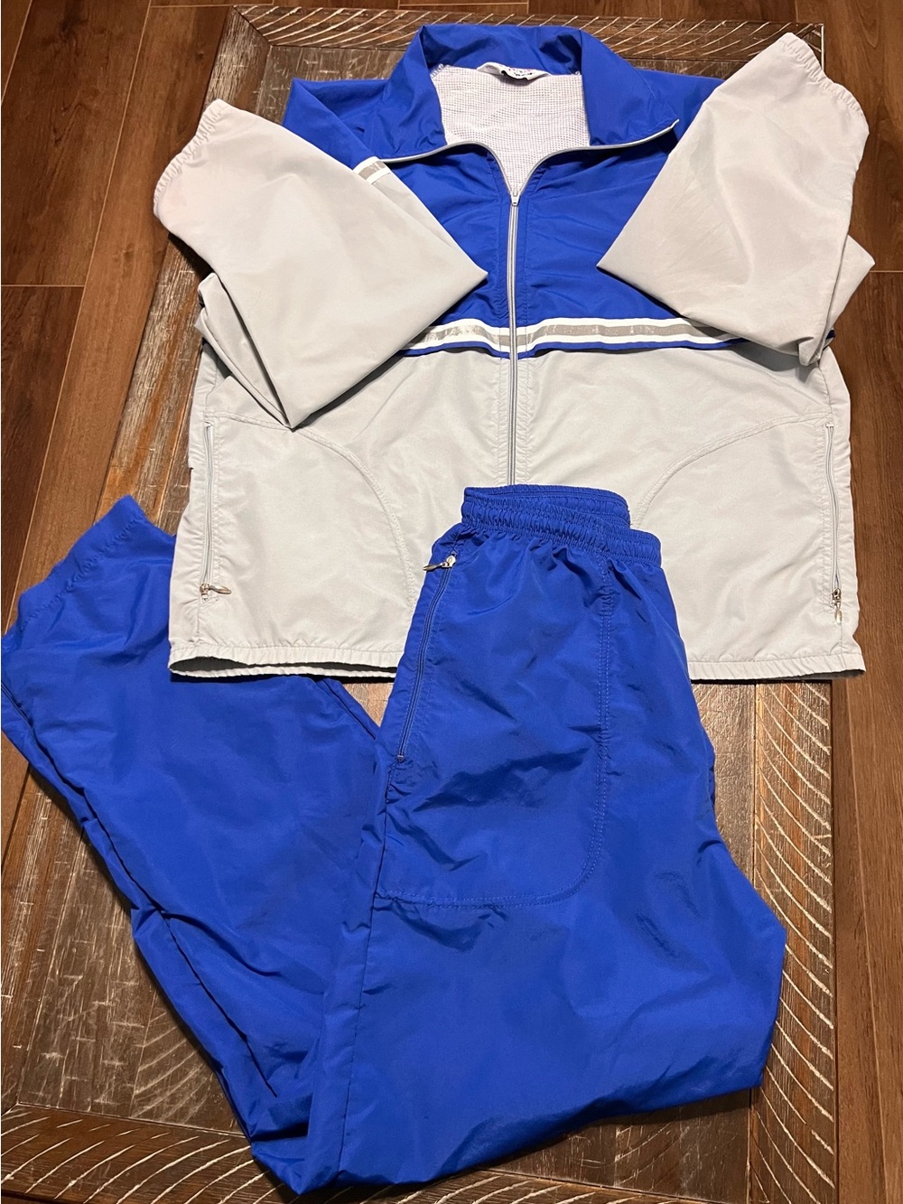 Vintage 80’s Cal Sport Men’s Full Zip Tracksuit Gray/royal blue USA Size L